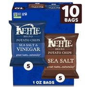Kettle Brand Potato Chips, Variety Pack of Sea Salt and Salt & Vinegar 1 oz Snack Bags, 10 Ct