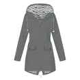 thumbnail image 3 of Girls Waterproof Hooded Jackets Mid to Long Length Solid Rain Jacket Lightweight Soft Lining Kids Windbreaker Rain Coats with Pockets Easy On/Off Design(Grey,5-6 Years), 3 of 5
