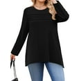 thumbnail image 4 of WellSize Plus Size Women Tunic Tops Casual Crew Neck Long Sleeve Blouses Dressy Pleated Fall Shirts, 4 of 9