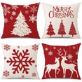 thumbnail image 1 of 4 Uds. Fundas Almohada Navideñas Estampadas Lino Decorativas 45x45cm, 1 of 9