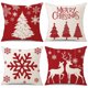 thumbnail image 1 of Fundas de lino con estampado navideño, fundas de almohada decorativas, 45x45cm, 4 Uds., 1 of 9