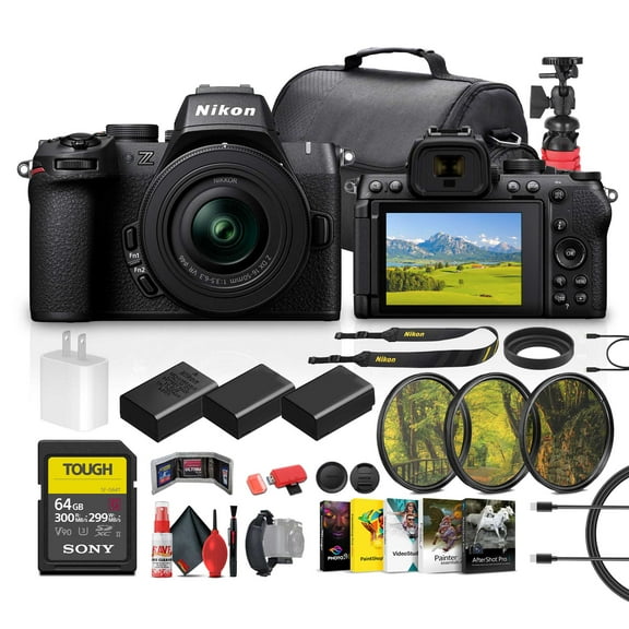 Nikon Z50 II Compact Mirrorless Camera with Nikon NIKKOR Z DX 16-50mm VR Lens (1786)   64GB Memory Card   2 x EN-EL25   Photography Software   Camera Bag   Lens Filter Kit   More