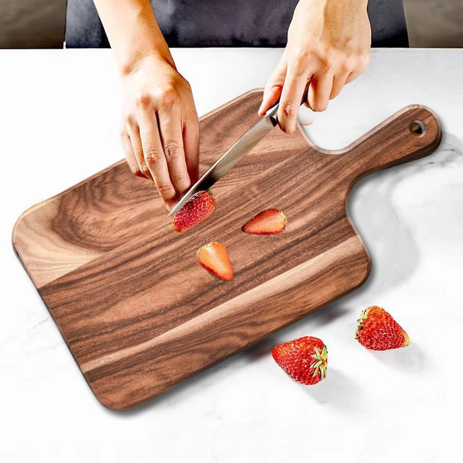 Homelife Wood Cutting Board with Handle Heavy-Duty Wooden Charcuterie Chopping Board for Meat Cheese Vegetables Bread Versatile Kitchen Serving Board