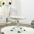 thumbnail image 5 of Guyou Cute Fuzzy Kids Chair, Faux Fur Rolling Swivel Children Desk Chair, Adjustable Student Task Chair Vanity Chair with Unicorn Shaped Back for Bedroom Living Room Study Room Kids Room , Colorful, 5 of 6