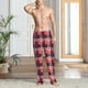 thumbnail image 2 of Balery Heart Plaid Pantalones de pijama para hombre, pijama ultraligero, pantalón de descanso-XX-Large, 2 of 6