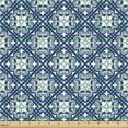 thumbnail image 2 of Oriental Fabric by the Yard, Traditional Talavera Pattern on a Plain Background Folkloric Art, Upholstery Fabric for Dining Chairs Home Decor Accents, Night Blue and White by Ambesonne, 2 of 5