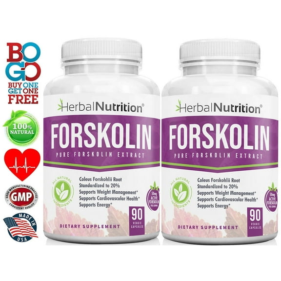 BOGO Pure Forskolin Extract Diet Supplement 2-90 Ct Btls 250mg 20% Extract