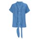 thumbnail image 5 of Tops de Manga Larga de Encaje para las Mujeres Más Tamaño Botón Cuello en V Color Sólido Suave Y Transpirable Blusa para Uso Diario Informal, 5 of 9