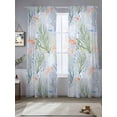 thumbnail image 2 of Summer Marine Life Sheer Curtains 108 Inch Long 2 Panels, Blue Starfish Coral Shell Light Filtering Rod Pocket Curtains, Sheer Voile Drapes for Living Room Bedroom, 52"x108", 2 of 8