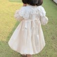 thumbnail image 4 of Jinhomg Flowy Dresses for Toddler Girl Elegant Floral Lace Puff Sleeve Dress Summer Fall Lightweight Comfy Cotton Midi Dresses Summer Saving White 5Y, 4 of 6