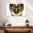 thumbnail image 2 of Elephant Stock Gold Faced Buddha Wall Art - Horizontal Multi Panel Canvas - 3 Pieceliving Room Wall Decor - Photography Wellness Multi Panel - White And Gold Decor - 23" x 14", 2 of 4