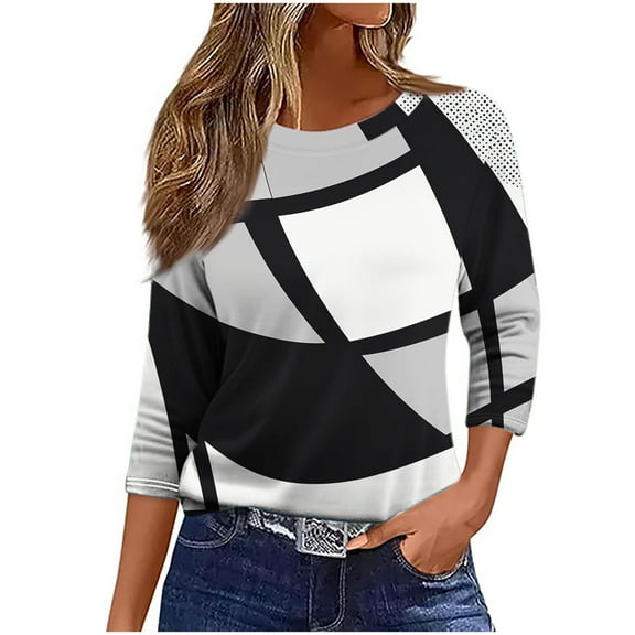Women's Plain T-Shirts Womens Tops Plus Size Tall Womens Tunic Tops 3/4 Sleeve Blouses My Reorder List Trending Gifts