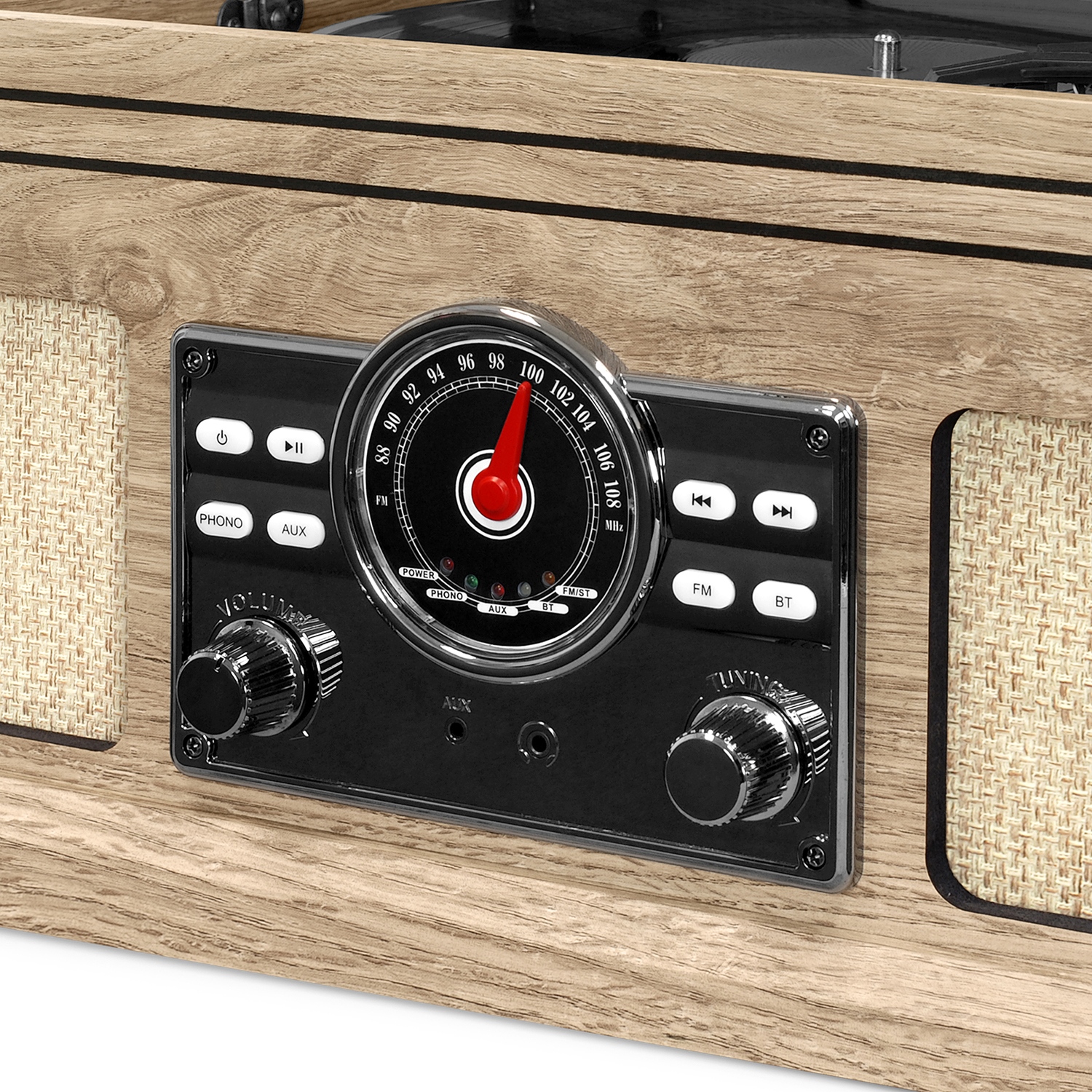 Victrola 4-in-1 Nostalgic Bluetooth Record Player with 3-Speed Record Turntable and FM Radio - Farmhouse Oatmeal - image 3 of 4