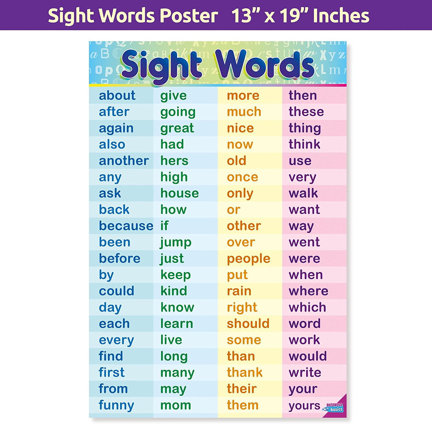 Sight Words By Business Basics First Grade Sight Words Chart For Kids