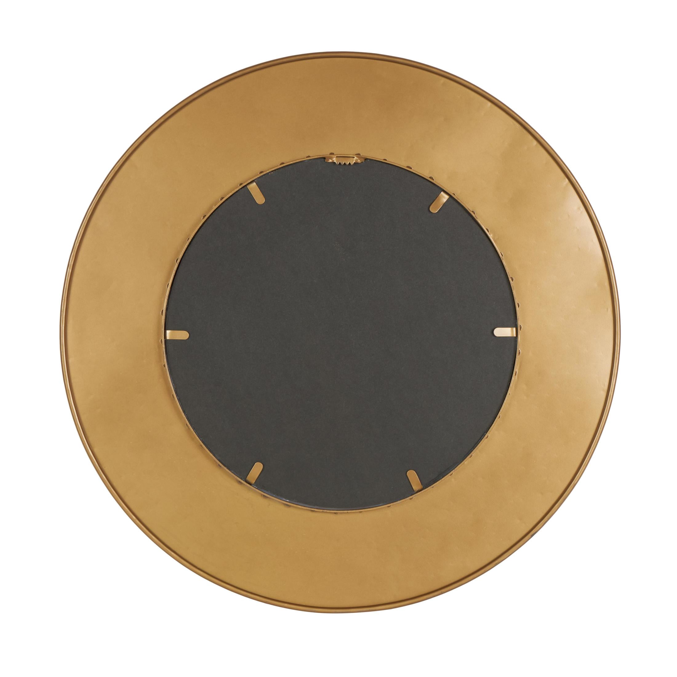 DecMode 30" x 30" Gold Abstract Wall Mirror with Overlapping Wire Rings