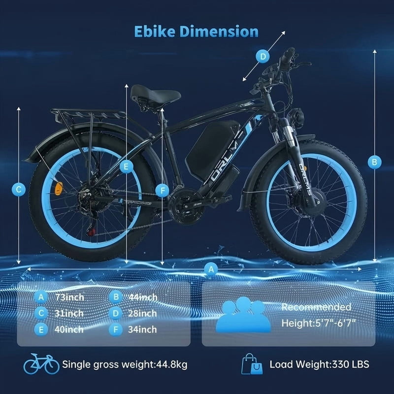 Max 38Mph 60V 25Ah Removable Battery Ebike,3000W(Peak)Dual Motor Electric Bike for Adults,7-Speeds 26" Fat Tire Mountain Snow E Dirt Bike MTB UL2849