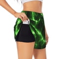 thumbnail image 3 of Lsque Green Lightning Printed Women's Running Shorts with Liner Pockets,Elastic Quick Dry Workout Athletic Gym Yoga Shorts,Womens High Waist Shorts-Medium, 3 of 9