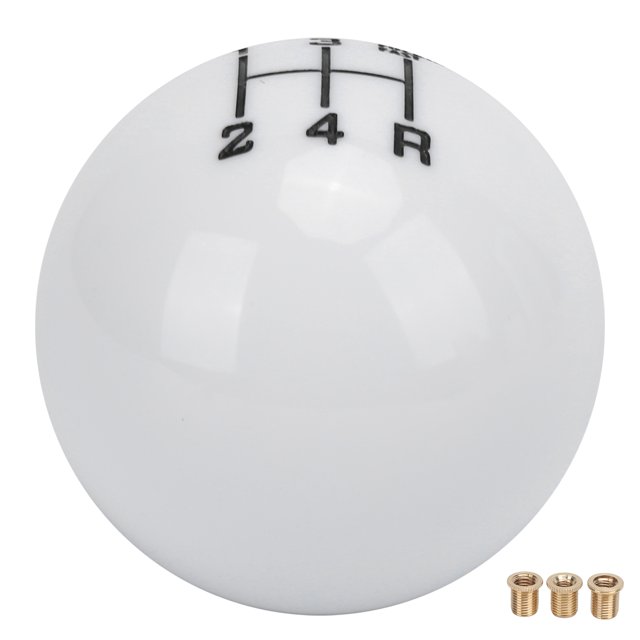 Perilla de cambio de marchas universal de 5 velocidades, M12x1,25, resistente al desgaste, con 3 adaptadores, color blanco - Accesorio para coche