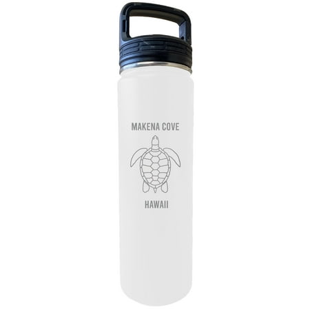 Makena Cove Hawaii Souvenir 32 Oz Engraved White Insulated Double Wall Stainless Steel Water Bottle Tumbler