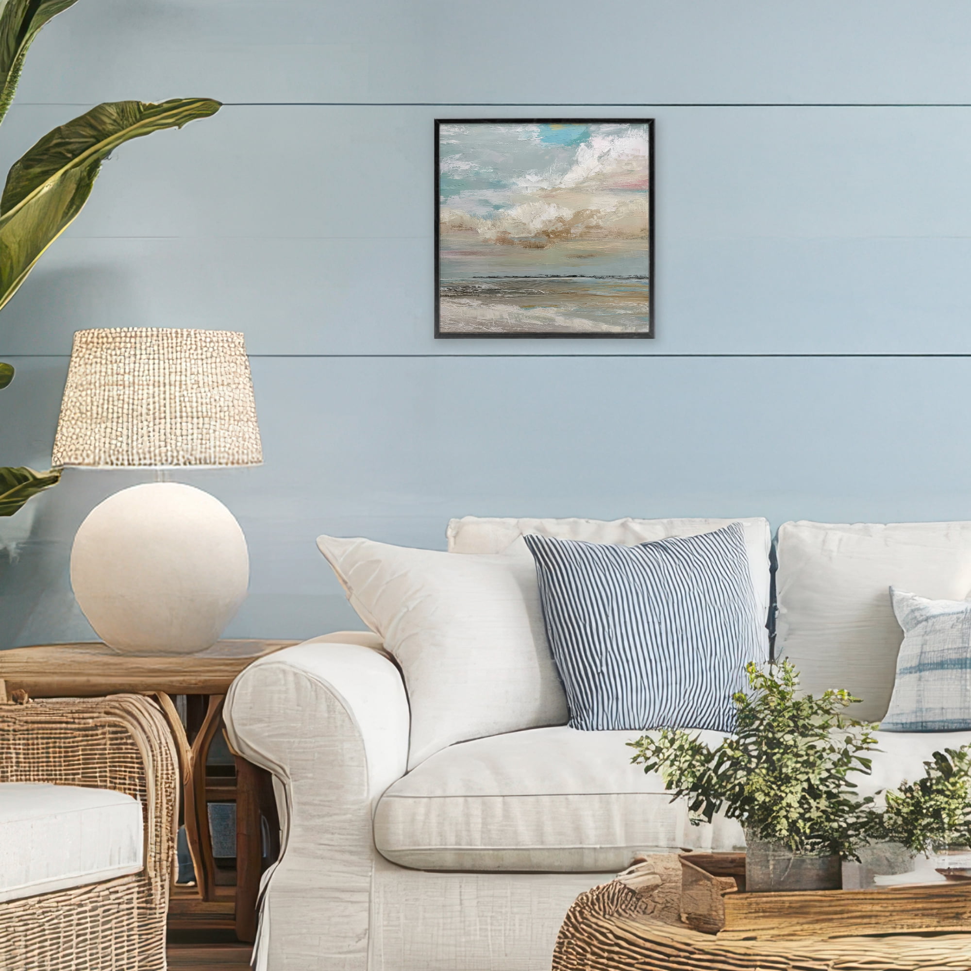 Stupell Industries Cloudy Beach Brushstrokes Black Framed Giclee Art, design by Kim Curinga