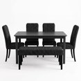 thumbnail image 2 of Home Design Guysaka 6-Piece Dining Set with Modern Rectangular Table, 4 Upholstered Corduroy Dining Chairs & Upholstered Bench, Black, 2 of 18