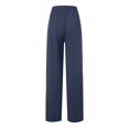 thumbnail image 6 of Summer Pants for Women Straight Leg Loose Fitting Sports Casual Trousers Mid Rise Solid Color Wide Leg Trousers Fitted Work Pants Women Track Workout Teacher Outfit Yes No Work Outfits Blue XL, 6 of 6