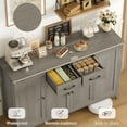 thumbnail image 4 of Hiphuta 55" Wide Buffet Cabinet with 2 Drawers & Adjustable Shelves, Modern Coffee Bar Cabinet with 2 Drawers and Sturdy Base for Living Room, Ash Gray, 4 of 8