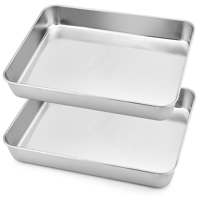 Walchoice Metal Lasagna Pans, Stainless Steel Baking Pan Set of 2, Oven