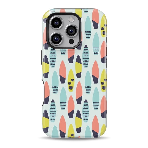 DesignSkinz Scratch-Resistant Hard Slim Case Compatible with iPhone 16 (Compatible with MagSafe) - Vibrant Colored Surfboard Pattern