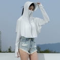 thumbnail image 2 of Alkepwun Womens Jacket Solid Color Batwing Long-Sleeve Lightweight Breathable Ice Silk Hooded Sun Protection Jacket Outdoor Cycling Thumb Holes Coat with Brim and Mask, 2 of 7