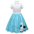 thumbnail image 1 of MEZZALL Robe Caniche pour Filles Années 1950 Robe d'Été Rétro, Bleu, 10-12 Ans, 1 of 3