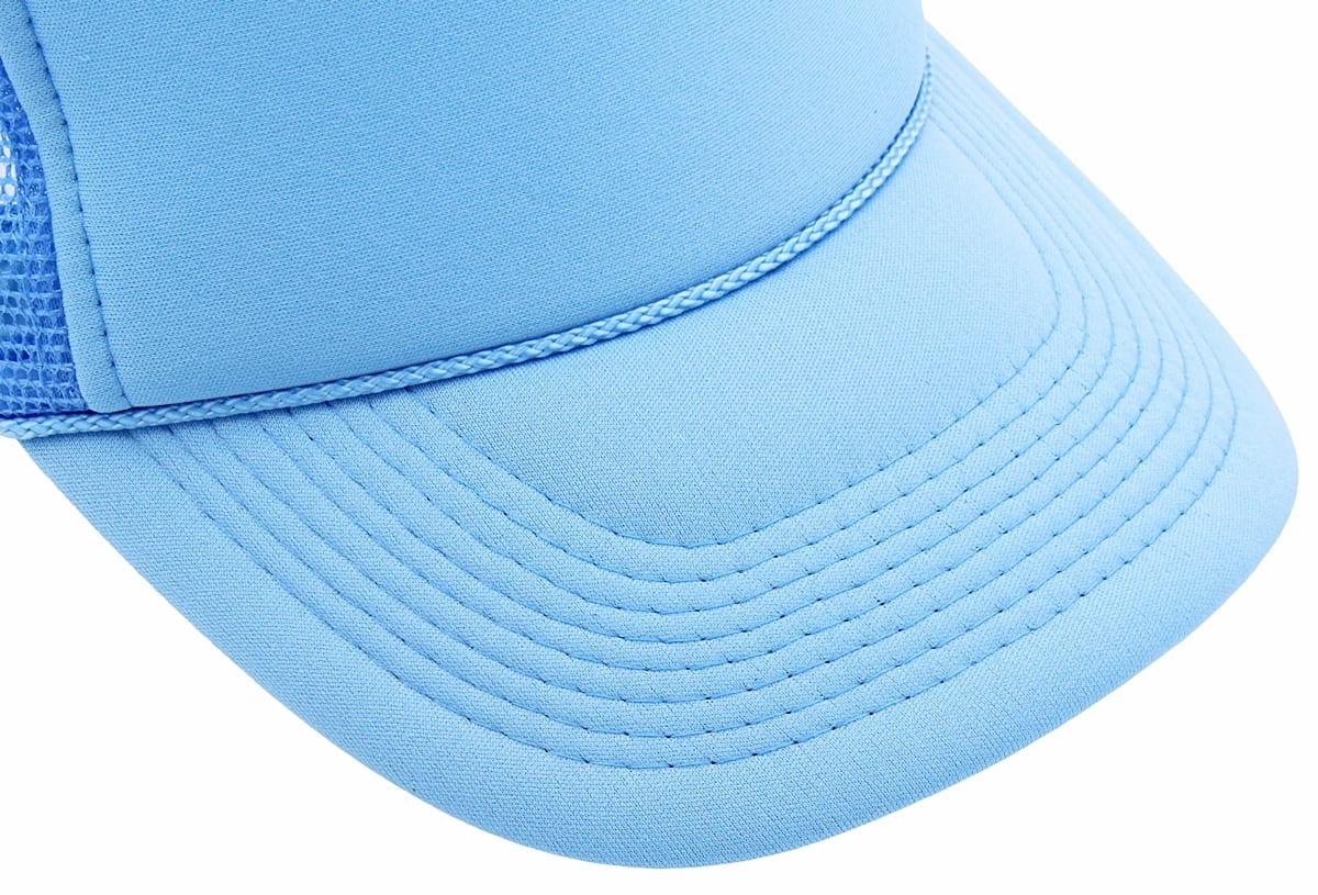 Foam Trucker Hat Sky Blue with White Print