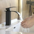 thumbnail image 2 of BESy Black Waterfall Spout Bathroom Faucet, Single Handle Bathroom Sink Faucet, Rv Lavatory Vessel Faucet with Deck Plate, 2 of 7