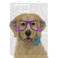 thumbnail image 2 of Fab Funky 12x14 White Modern Wood Framed Museum Art Print Titled - Golden Retriever and Flower Glasses, 2 of 4