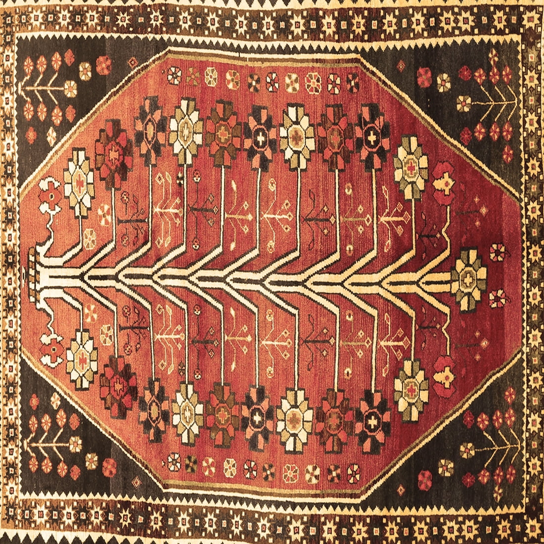 Ahgly Company Indoor Square Persian Brown Traditional Area Rugs, 6 ...