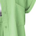 thumbnail image 6 of GILIGEGE 2 Piece Linen Set for Women Women's Fashionable and Casual Solid Color Double Layer Wrinkled Single Pocket Short Sleeve Top Shorts Set Button Down Shirts and Shorts Beach Outfit Sets, 6 of 9