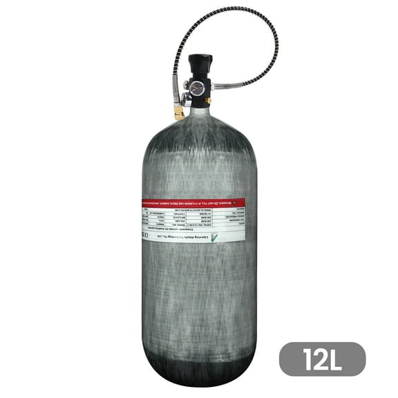 TUDIVING 12L Diving Tank, 4500Psi/300Bar Carbon Fiber Scuba Tank, Paintball Air Tank for Pcp Air Rifle Scuba Tank M18*1.5