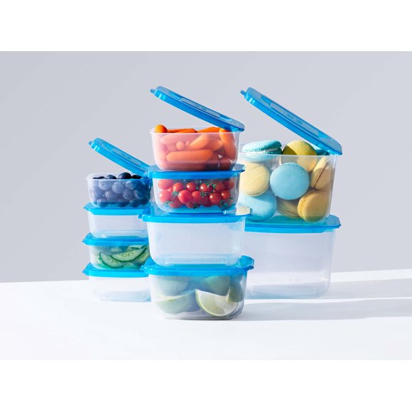 Mr. Lid Attached Food Storage Containers - Permanently Attached Plastic Lid, Space Saving (10)