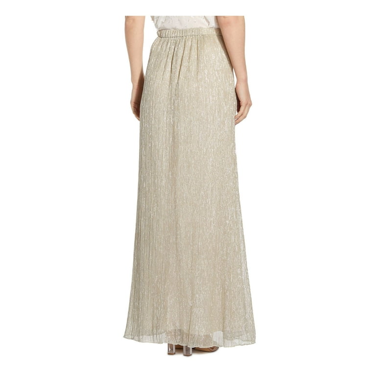 ADRIANNA PAPELL Womens Gold Pleated Zippered Leg Slit Lined Maxi Party A Line Skirt 6 Walmart
