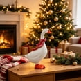 thumbnail image 3 of Christmas Resin Goose Figurine, 11.6in Holiday Tabletop Ornament, Festive Goose Statue for Mantel, Shelf, Entry Table, Party Centerpiece and Warm Cozy Seasonal Home Decoration, Red, 3 of 5