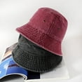 thumbnail image 2 of COCOpeaunt New Solid Colors Washed Denim Bucket Hats Unisex Bob Folding Fisherman Wide Brim Caps Hip Hop Gorros Men Women Panama Bucket Cap, 2 of 6
