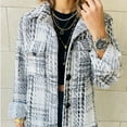 thumbnail image 4 of Female Long Sleeve Jacket Contrasting Color Block Women Button Down Plaid Coat Stylish Loose Polyester Fiber Comfortable For Outdoor For Dating ANGGREK Ropa, 4 of 7