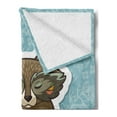 thumbnail image 2 of Cartoon Soft Flannel Fleece Throw Blanket, Raccoon Meditating on Blue Meadow Spring Flowers Graphic Art, Cozy Plush for Indoor and Outdoor Use, 50" x 70", Dark Green Turquoise, by Ambesonne, 2 of 5