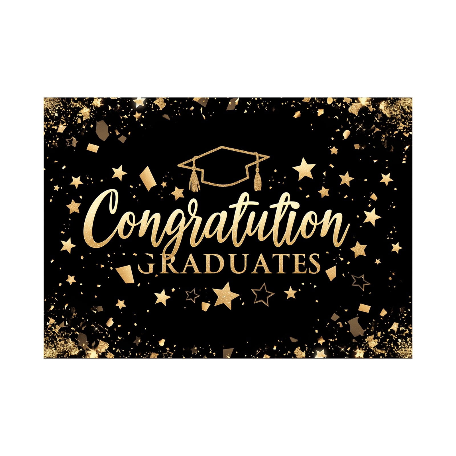 Class of 2026 Congrats Grad Black Golden Glitter Photography Backdrop Congratulate Gold Graduation Cap Celebration Prom Party Background Cake Table Banner Photo Booth Props
