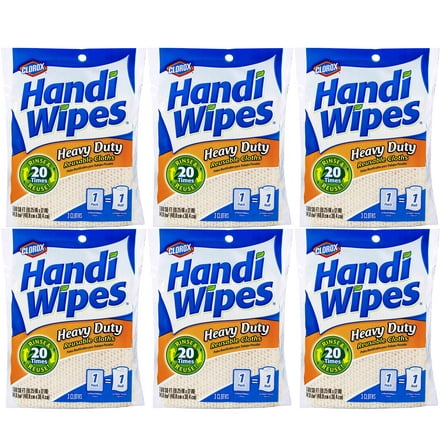 Clorox Handi Wipes Heavy Duty Reusable Cloths, 3 Count, 6 Pack, 18 Cloths Total