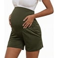 thumbnail image 2 of Yawrut 2 Pack Ladies' Comfortable High Waist Support Abdominal Side Pocket Pregnant Yoga Shorts, 2 of 8