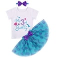 thumbnail image 2 of IBTOM CASTLE Toddler Baby Girls Mermaid 1st Birthday Outfit Princess Romper + Tutu Skirt + Shiny Bowknot Headband Cake Smash Clothes Set, 3-Piece, 2 of 8