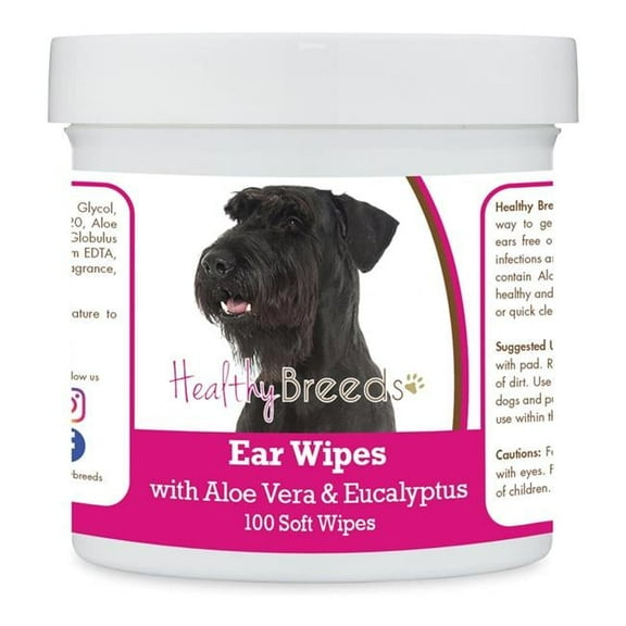 Healthy Breeds 192959823820 Giant Schnauzer Ear Cleaning Wipes with Aloe & Eucalyptus for Dogs - 100 Count