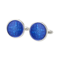 thumbnail image 1 of Gemelos redondos plateados con estampado azul para hombre, 1 of 2