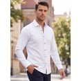 thumbnail image 4 of INSPIRE CHIC Men's Dress Shirt Two-Tone Collar Long Sleeve Button Down Shirt Top S White, 4 of 5